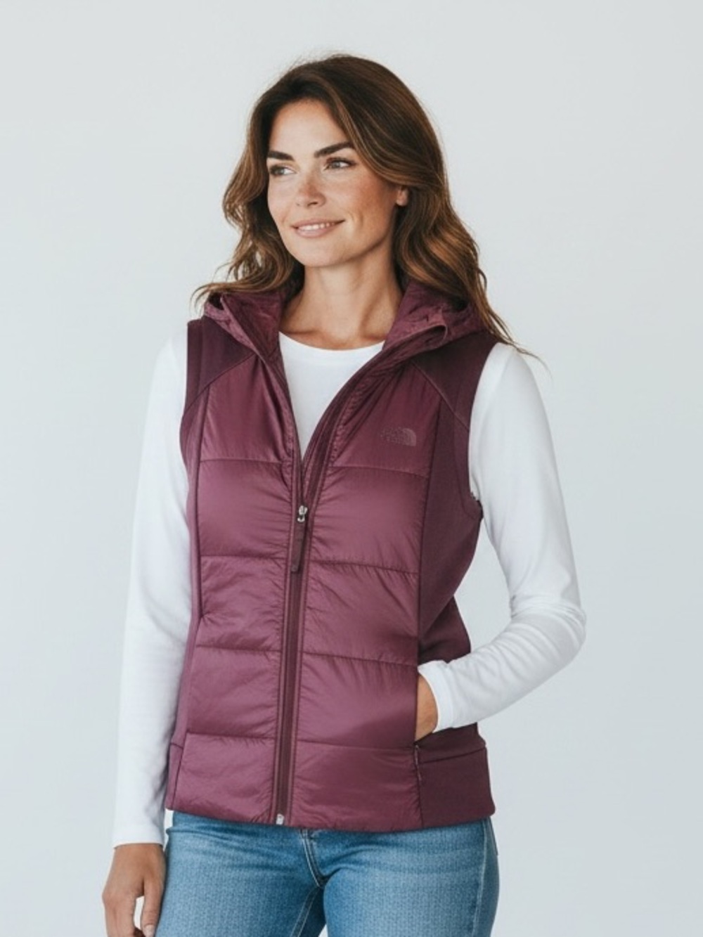 The North Face Women's Garnet RedQuilted Hooded Vest